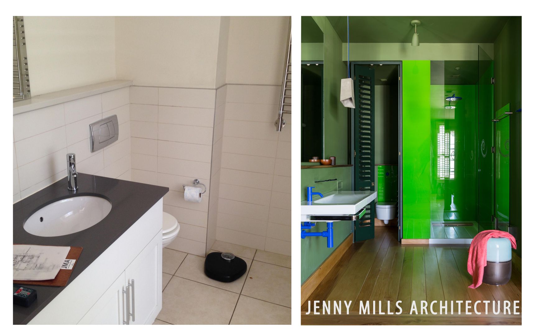 Bathroom 1 - Before and After Jenny Mills Architects Modern bathroom