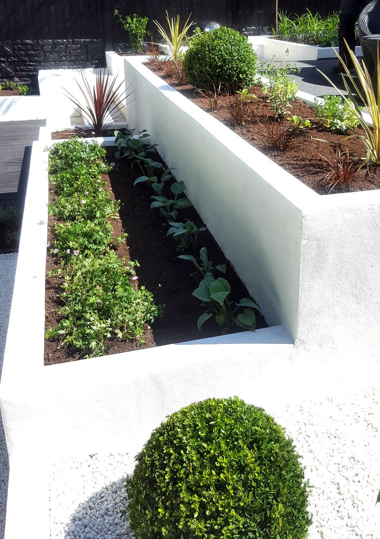 Raised Bed Gardenplan Design Giardino moderno Planting,Raised beds,White