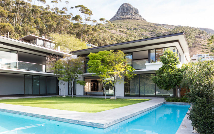 External Photo Jenny Mills Architects Modern houses lions head,mountain,trees,garden,swimming pool,screens