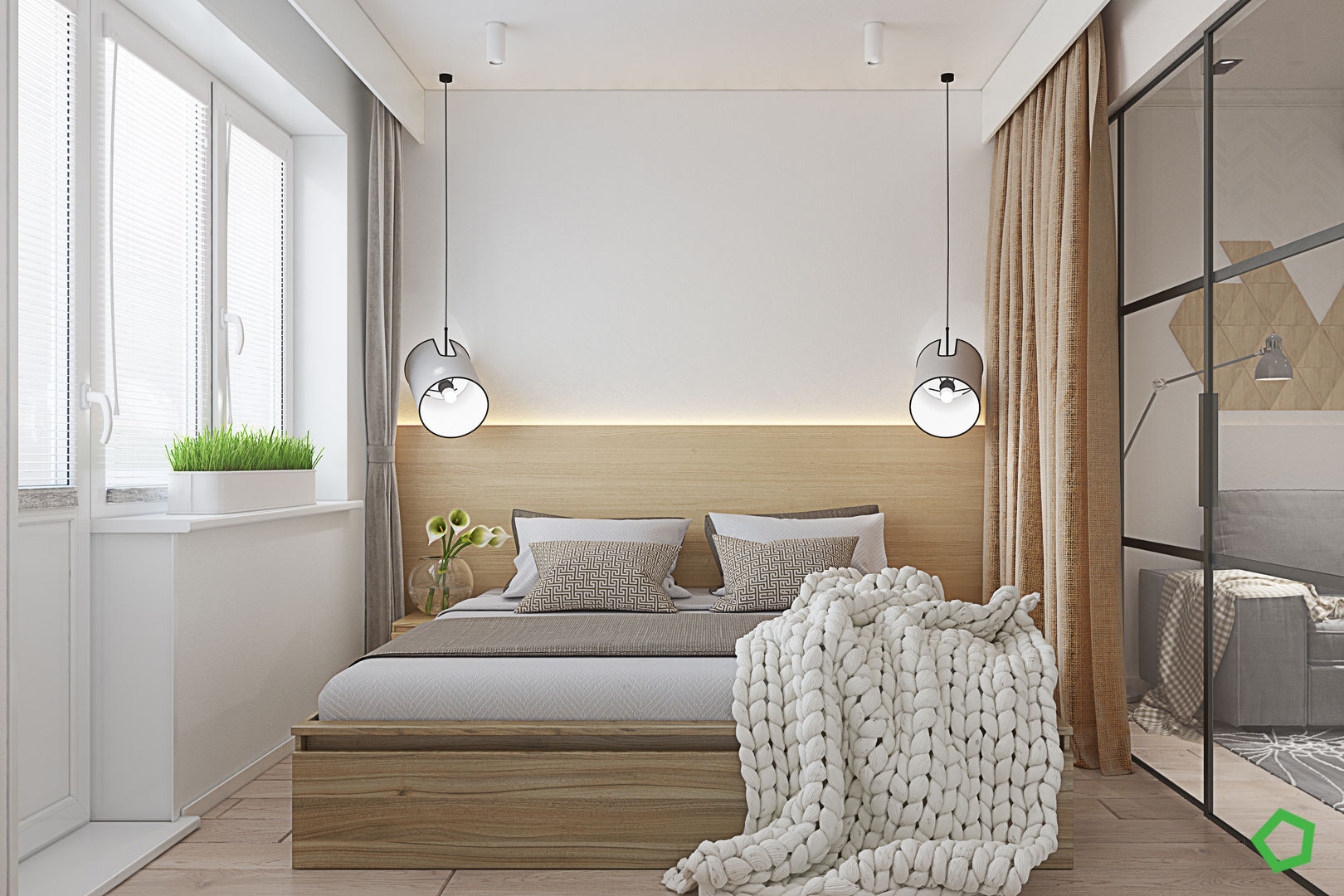 Fresh apartments, Polygon arch&des Polygon arch&des ミニマルスタイルの 寝室