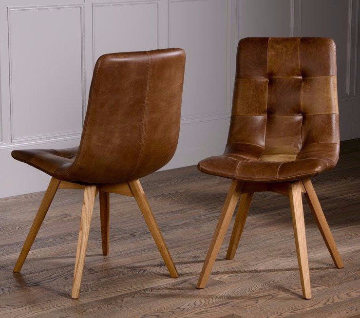 Cerato Leather Dining Chair (Pair) Modish Living Їдальня Шкіра Сірий Стільці та лавки