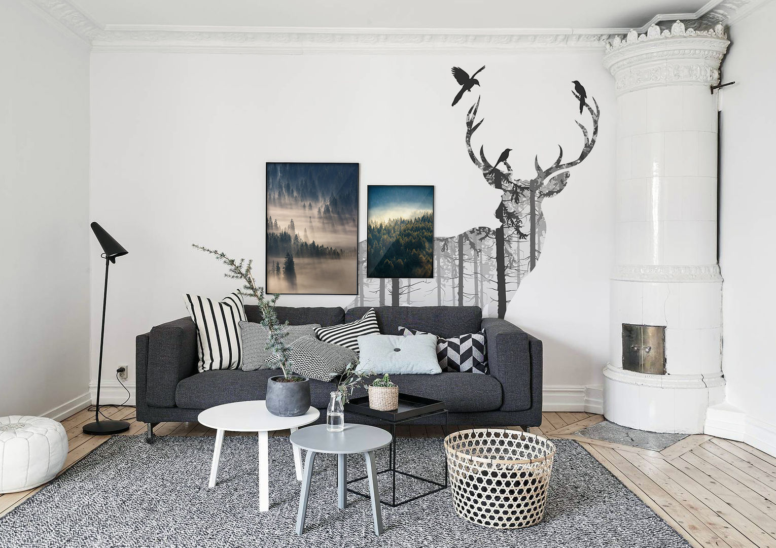 Mysterious Woods Pixers Living room deer,forest,wall mural,wallpaper,posters,poster,poster