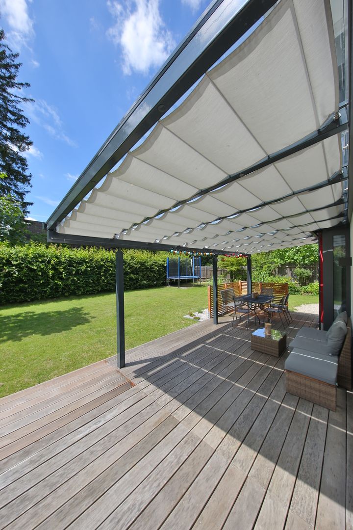 Toldos para terraza o pérgola TOLDOS SPANNMAXXL.de Moderne tuinen Hout Hout toldo pergola,toldo terraza,toldo corredizo,toldos correderos,toldos terrazas,toldos,toldo,sombra,patio,terraza,jardin