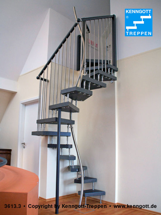 Design-Raumspartreppe Kenngott 1m²-Treppe, KENNGOTT-TREPPEN Servicezentrale KENNGOTT-TREPPEN Servicezentrale Modern Corridor, Hallway and Staircase