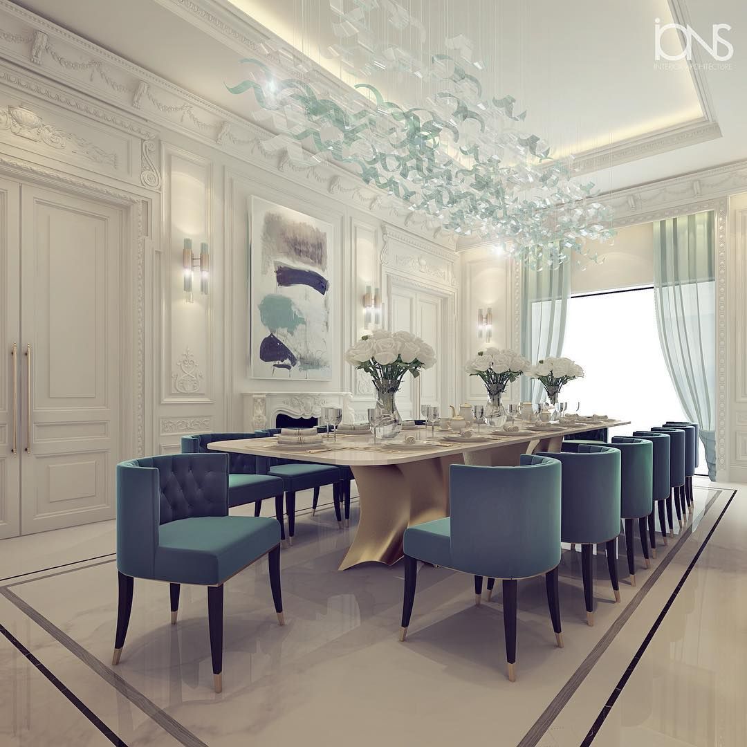 Sumptuous Dining Room Design, IONS DESIGN IONS DESIGN Moderne eetkamers Marmer dining room,interior design,Dubai,home design,home interior,room design,villa design,palace interior,pistachio green,luxury interior,best interior,modern classic