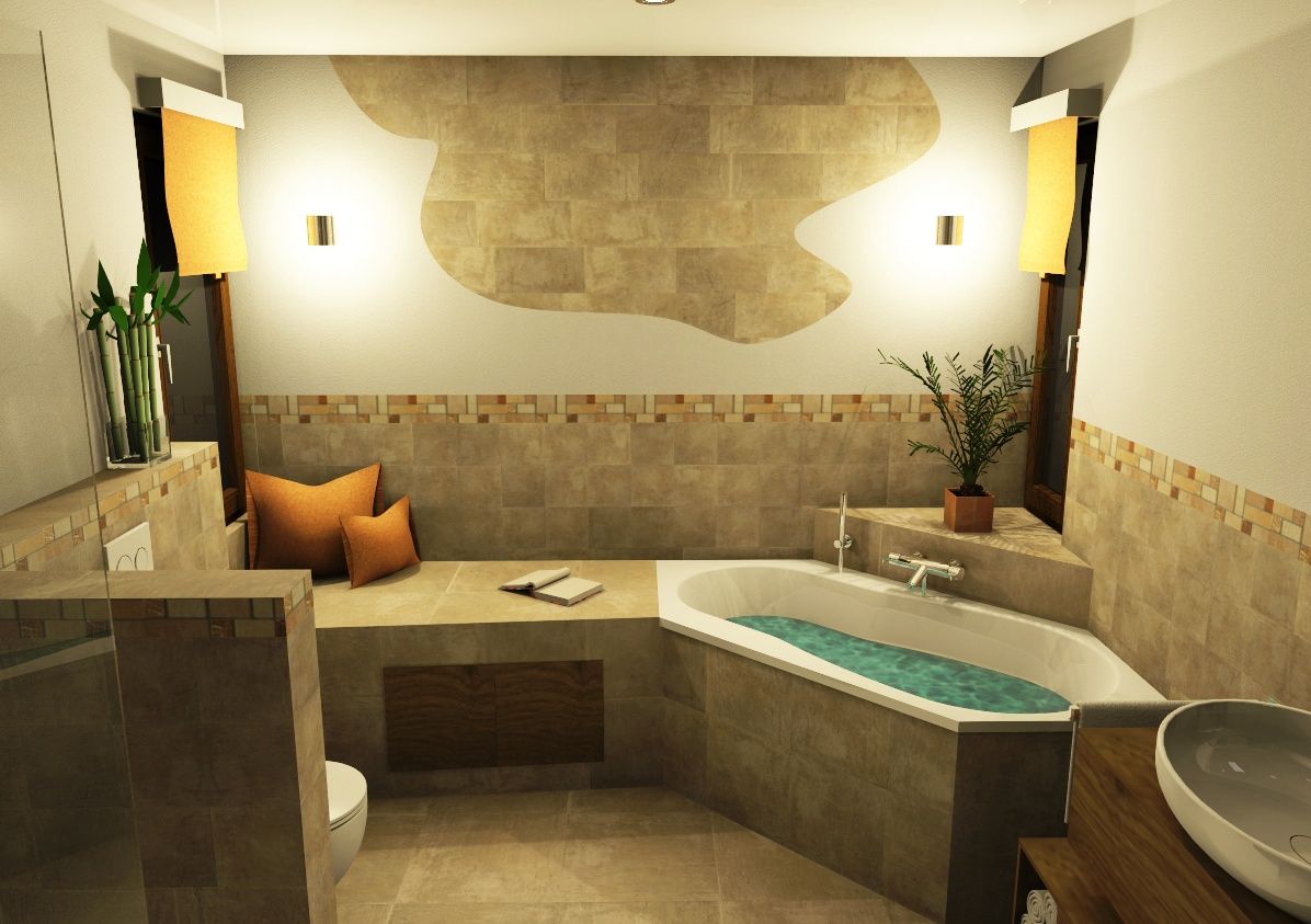 Mediterranes Flair und Urlaubsfeeling Bad Campioni Mediterrane Badezimmer Badewanne,Eigentum,Sanitärarmatur,Pflanze,Gebäude,Zimmerpflanze,Klopfen,Badezimmer,Innenarchitektur,Beleuchtung