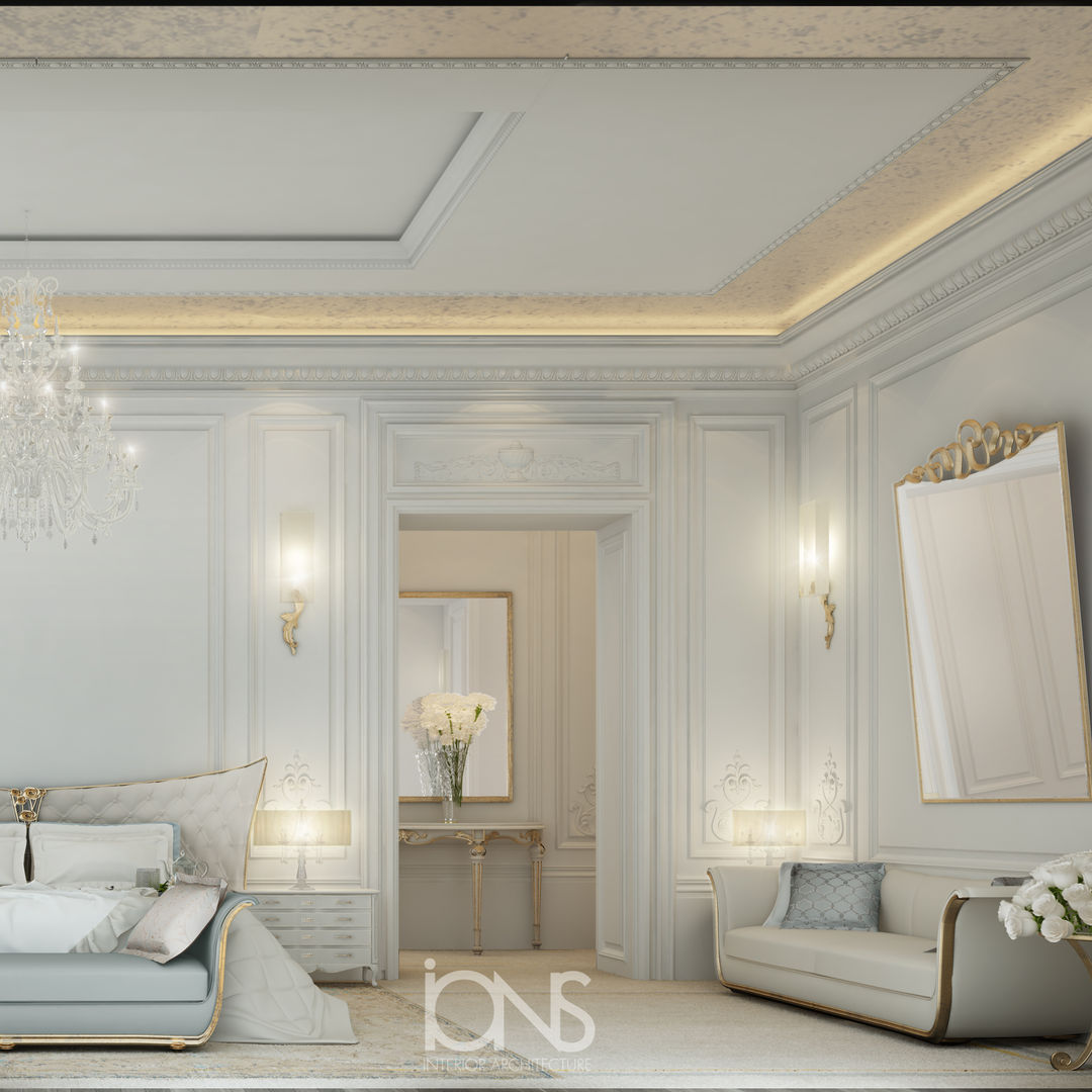 Peek on the Glamorous Master Bedroom Design, IONS DESIGN IONS DESIGN Minimalistyczna sypialnia Marmur bedroom design,interior design,Dubai,home design,home interior,home decor ideas,villa interior