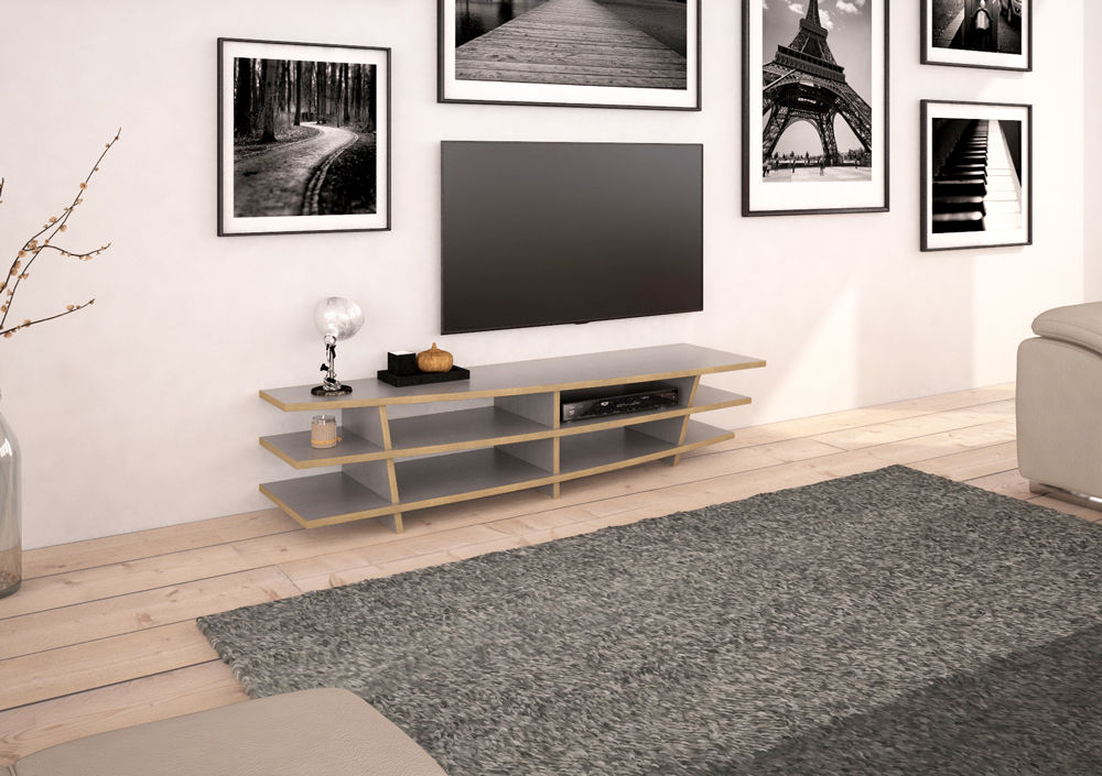 TV stand, form.bar form.bar Moderne woonkamers Houtcomposiet Transparant TV- & mediameubels