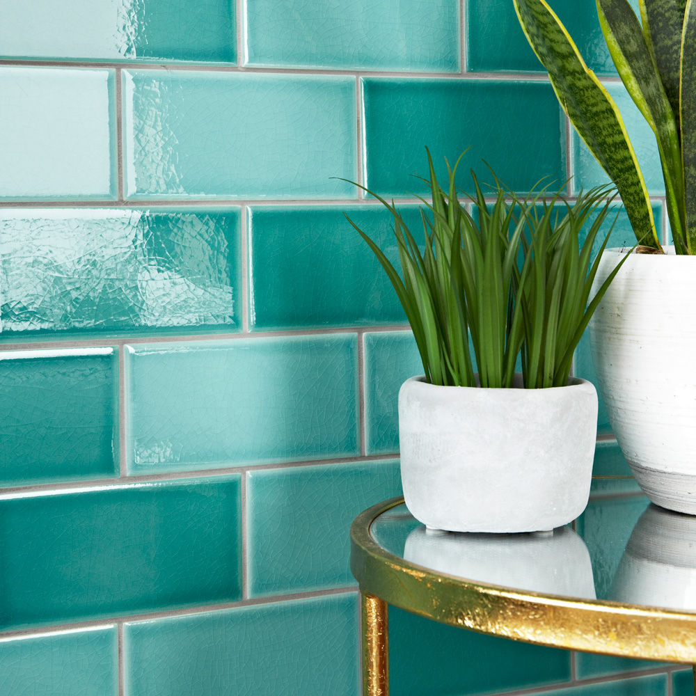 Teal Antique Crackle Metro Tiles Walls and Floors Ltd Classic style walls & floors tiles,antique,crackle,tile,metro,brick,wall,walls,feature,white,vintage,period,bathroom,spalshback,shabby,chic,',Tiles