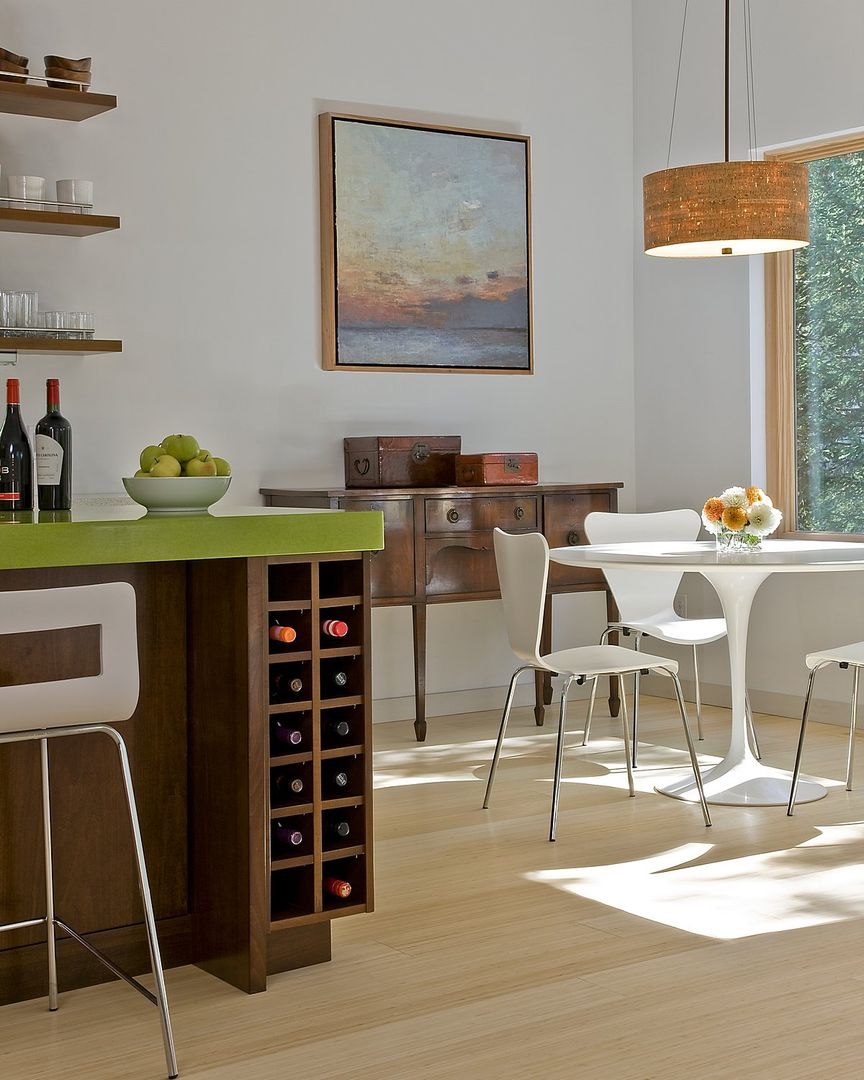 Kitchen wine storage and dining area ZeroEnergy Design Modern Dining Room