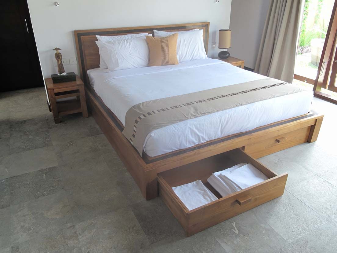 cama de madera de teca comprar en bali Camera da letto in stile tropicale Legno Effetto legno Letti e testate