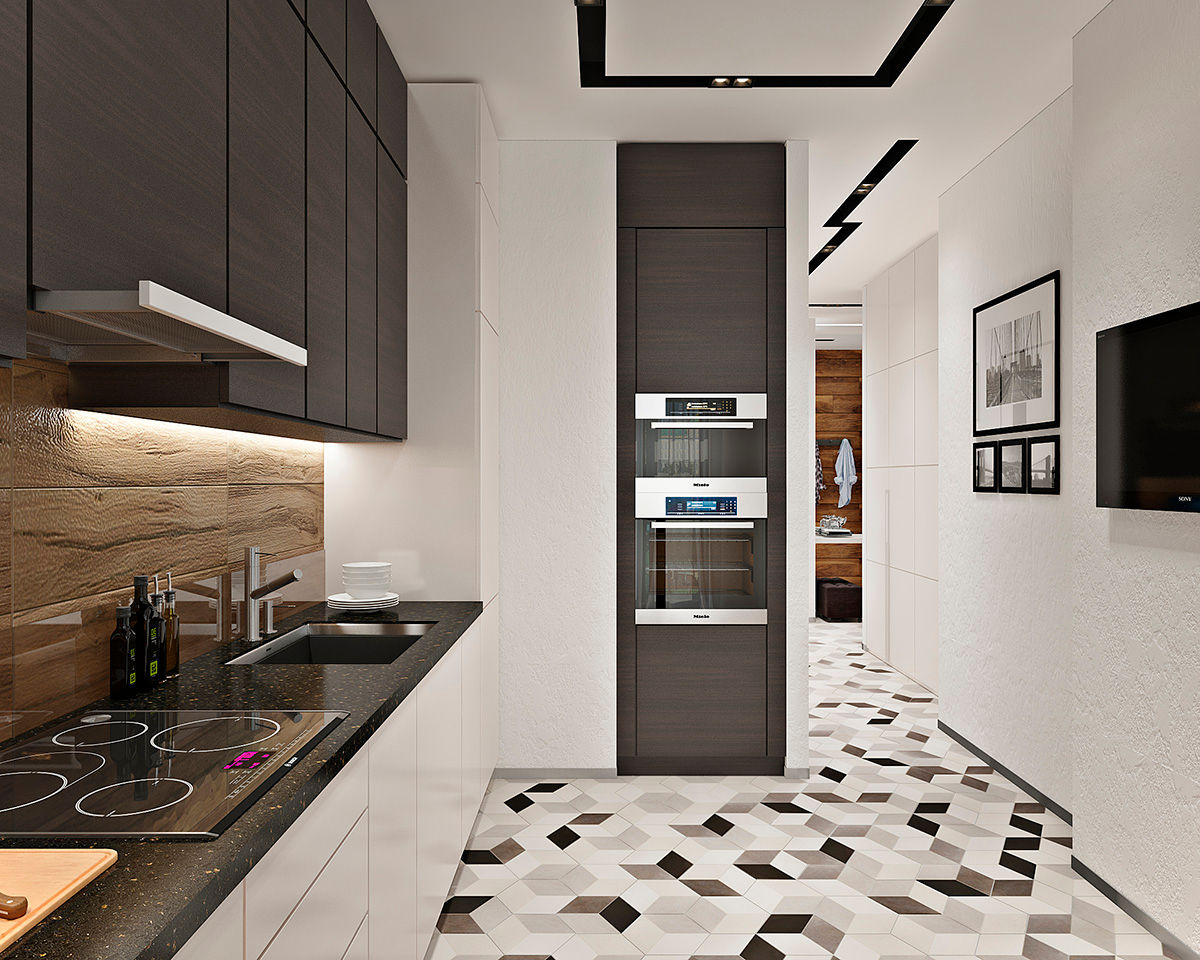 Дизайн интерьера двухкомнатной квартиры ЖК Фили Град , GM-interior GM-interior مطبخ