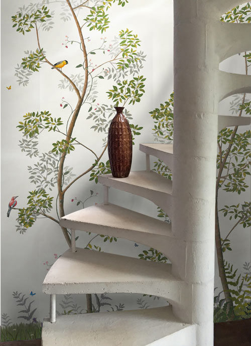 Hand-painted wallpaper - Dutchoiserie V, Snijder&CO Snijder&CO Ingresso, Corridoio & Scale in stile classico