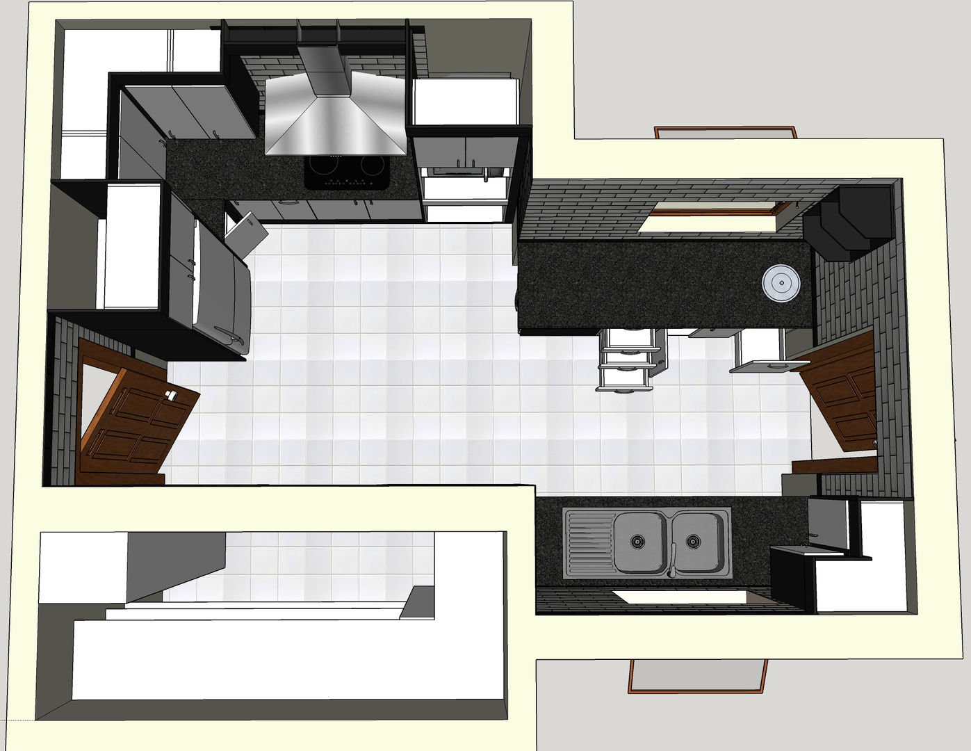 Design Top View including pantry addition. Boss Custom Kitchens (PTY)LTD