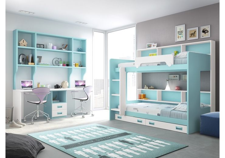 Juvenil Muebles Soliño Dormitorios infantiles de estilo moderno Madera Acabado en madera Estante,Propiedad,Muebles,Estantería,Azur,Estantería,Diseño de interiores,Gris,Suelo,Agua