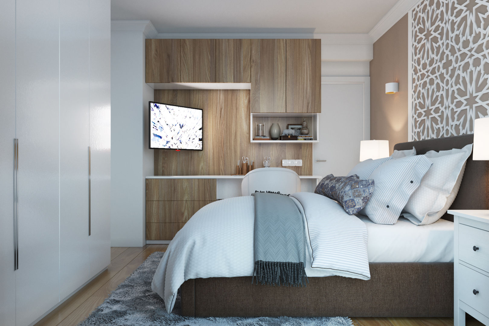 Chambre parentale, ElenKova architecture ElenKova architecture Modern style bedroom Wood-Plastic Composite