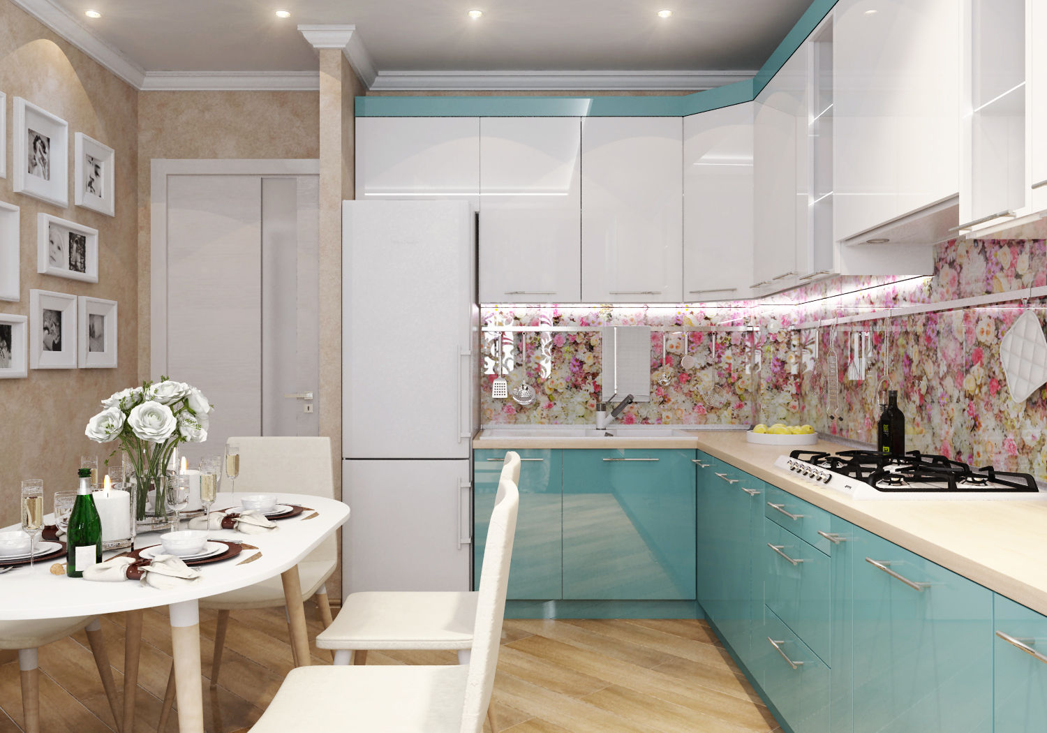 "Цветочная кухня с ароматом чистоты", Студия дизайна ROMANIUK DESIGN Студия дизайна ROMANIUK DESIGN Modern kitchen White