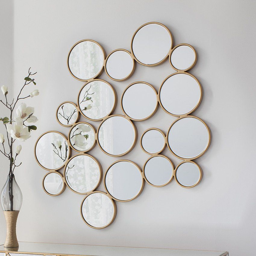 Golden Pebbles Wall Mirror Modish Living غرفة نوم زجاج Accessories & decoration