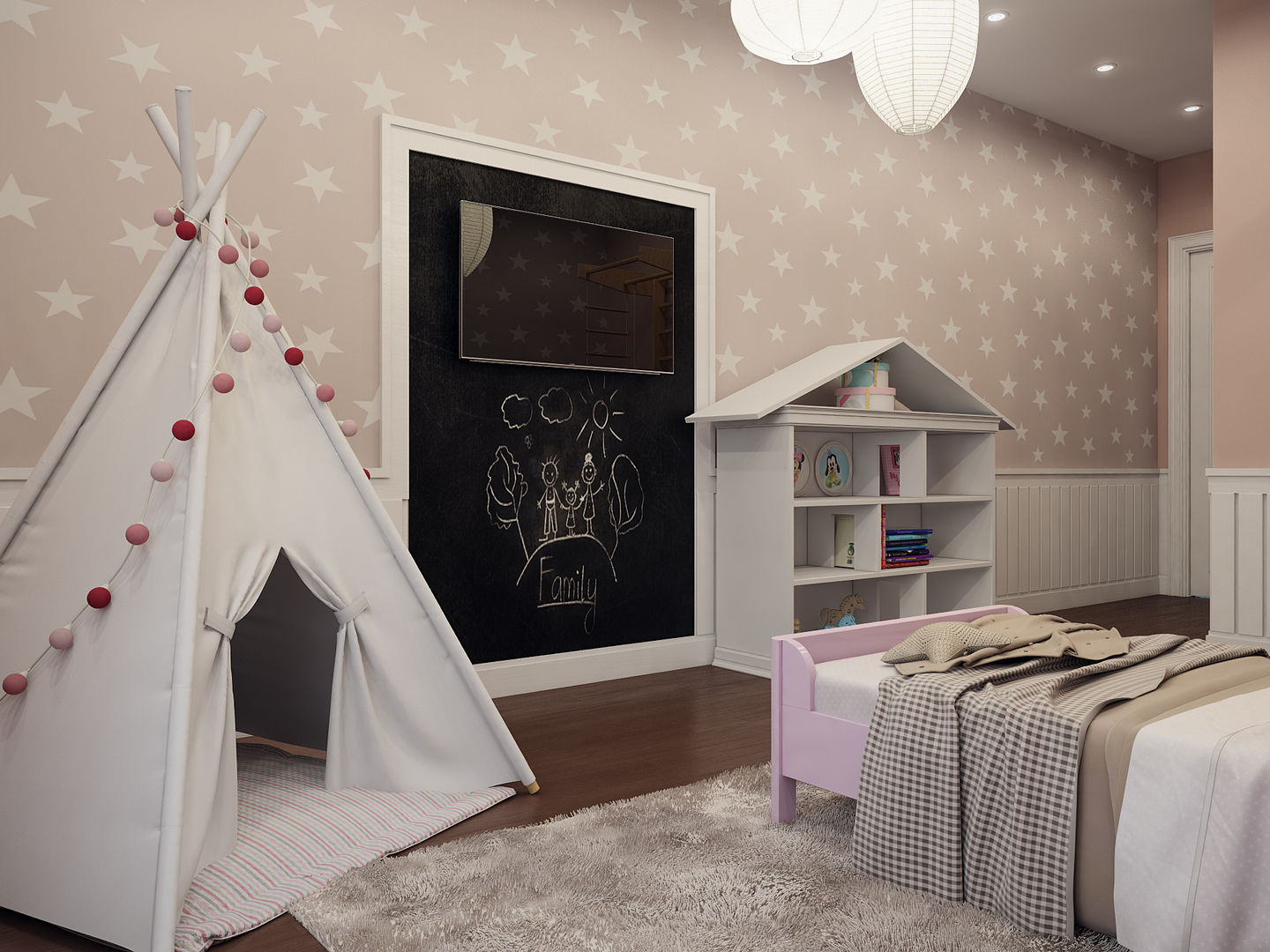 Визуализации проекта на 130 кв.м. в Сургуте, Alyona Musina Alyona Musina モダンデザインの 子供部屋