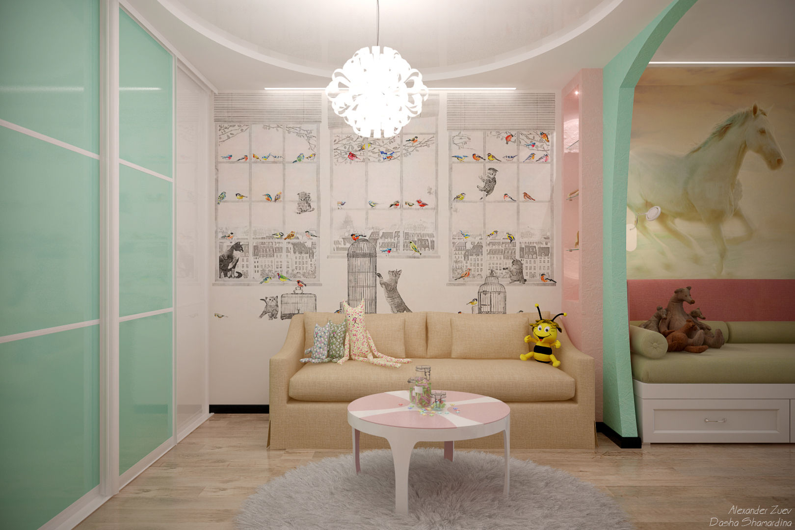 Дизайн детской для девочек Студия интерьерного дизайна happy.design Детская комната в стиле модерн