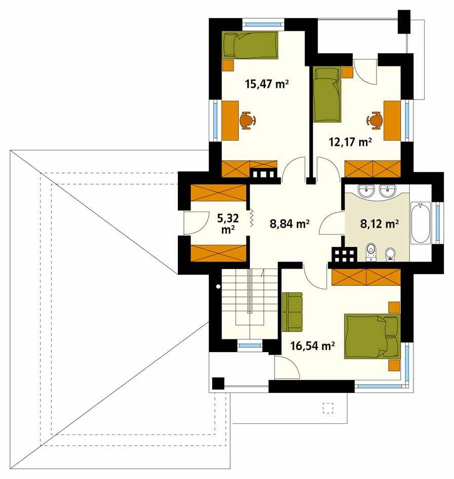 Rzut piętra projektu domu Cyprys 8 homify Nowoczesne ściany i podłogi