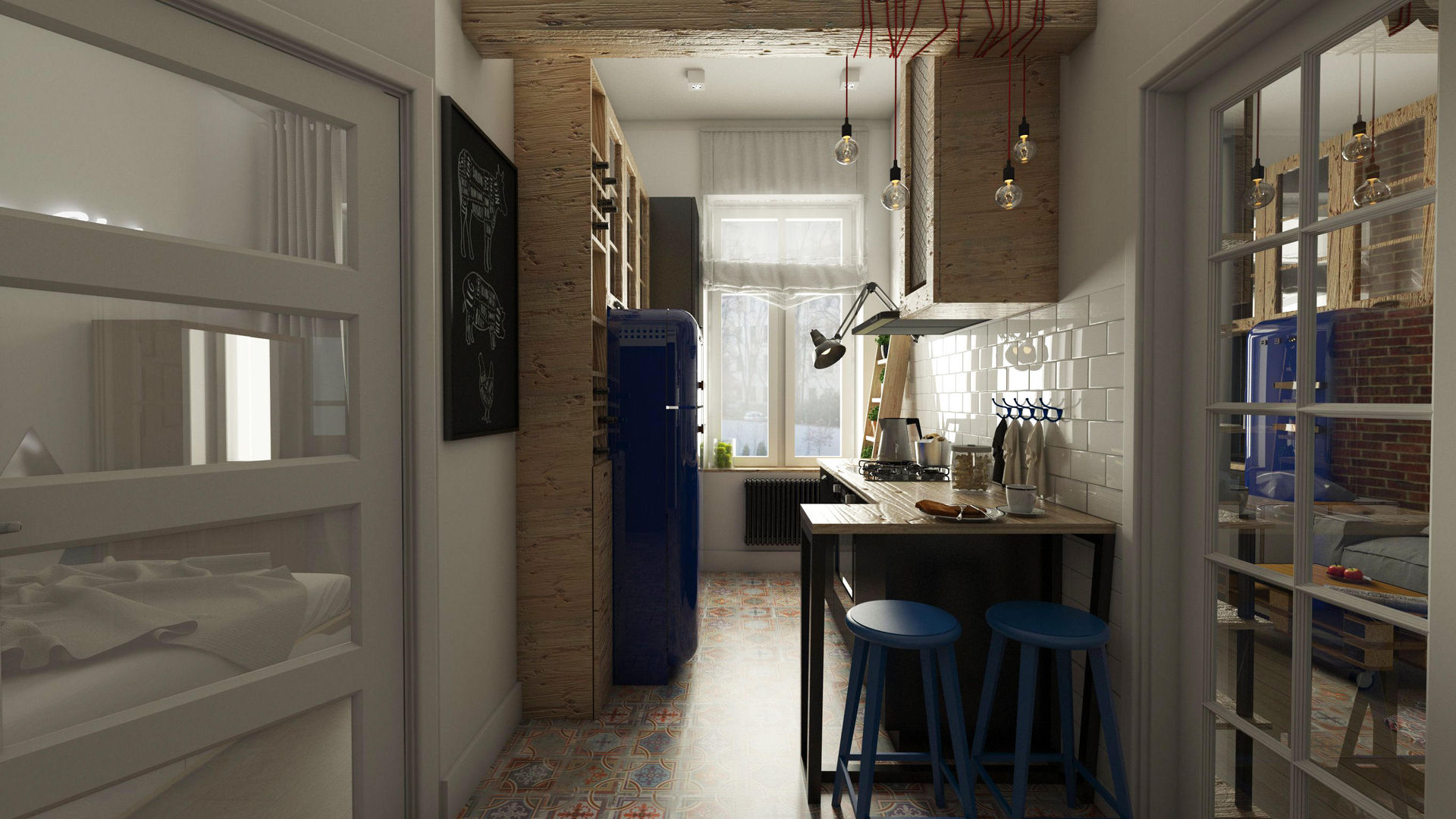 Mieszkanie w kamienicy, emc|partners emc|partners Industrial style kitchen Wood Multicolored