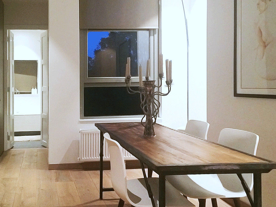 Dining area homify Salle à manger moderne Bois Effet bois interior design,interior architecture,renovation,apartment,Amsterdam,De Pijp,Deirdre Renniers,Netherlands,desk,grey oak,oak