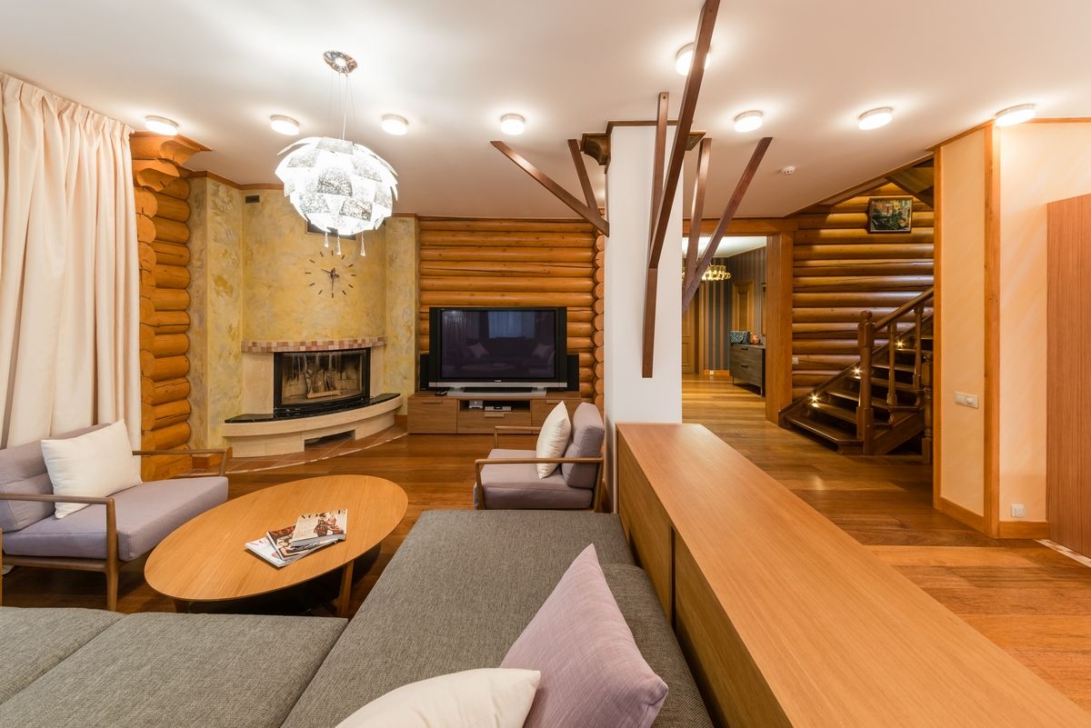Дом на Истринском водохранилище в яхт-клубе 'Мечта', ARK BURO ARK BURO Eclectic style living room Wood Wood effect