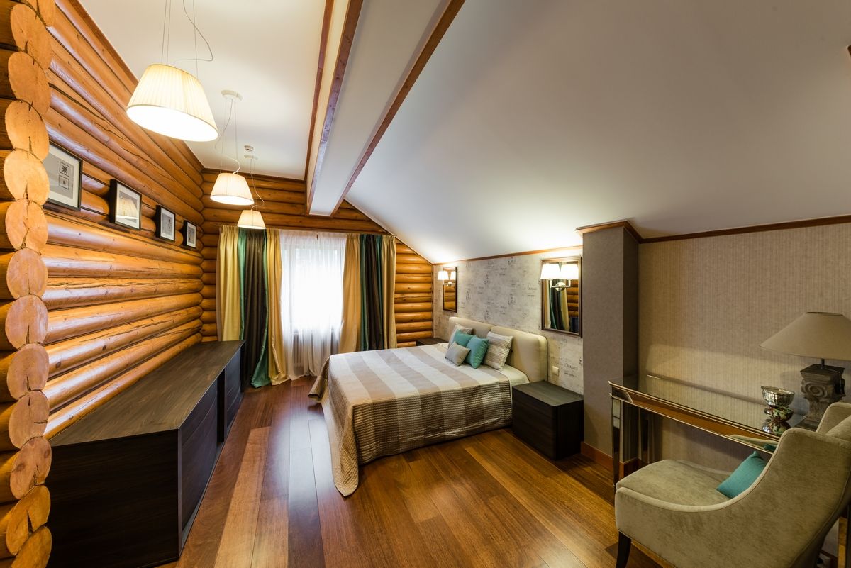 Дом на Истринском водохранилище в яхт-клубе 'Мечта', ARK BURO ARK BURO Eclectic style bedroom Wood Wood effect