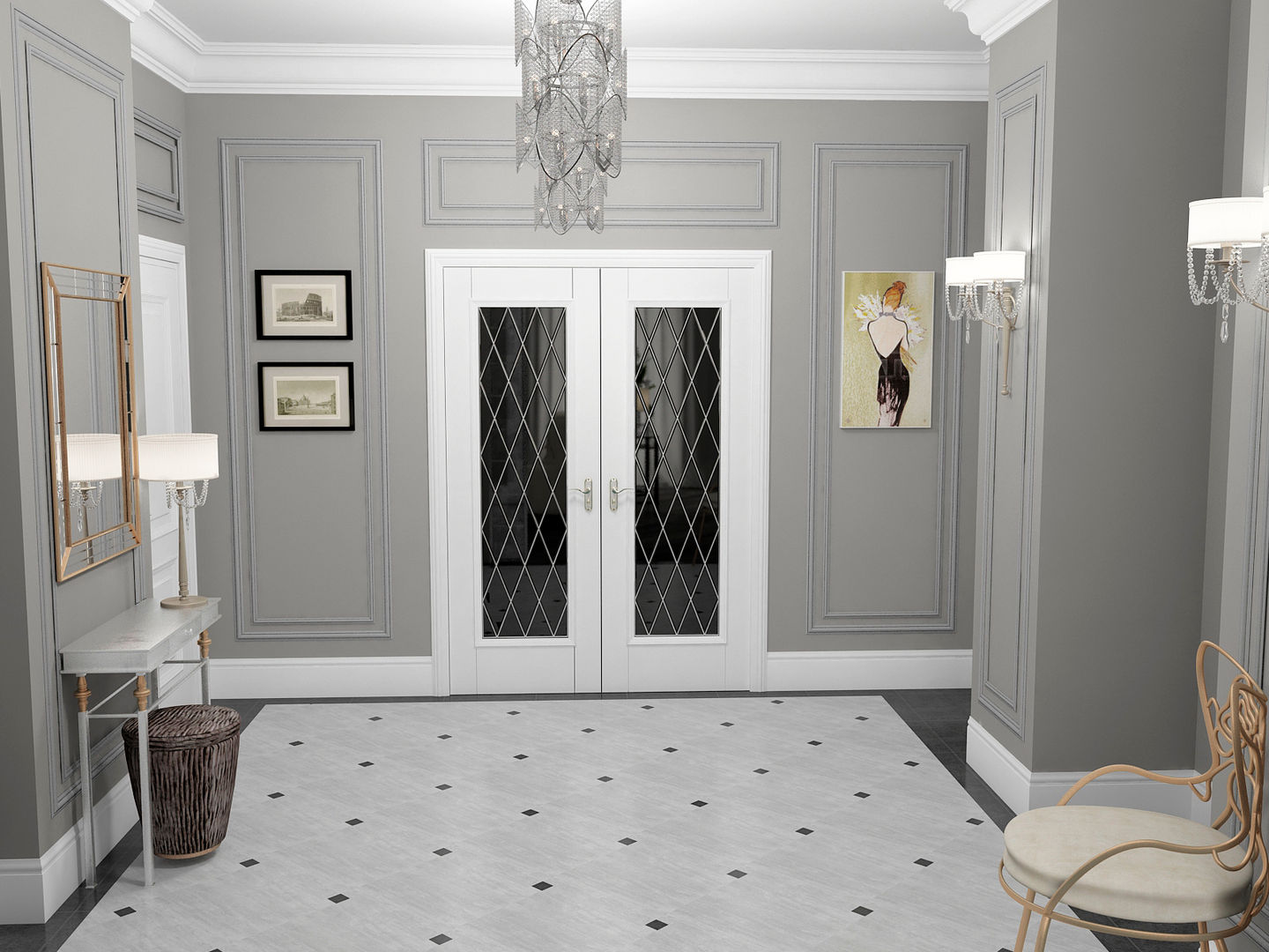 Дизайн 3-комн квартиры, Проектное бюро O.Diordi Проектное бюро O.Diordi Classic style corridor, hallway and stairs