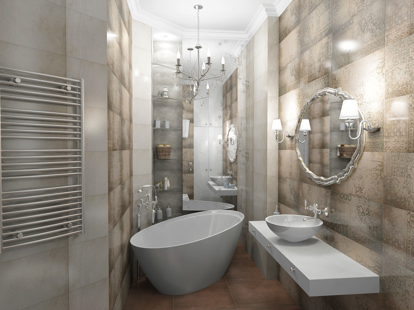 Дизайн 3-комн квартиры, Проектное бюро O.Diordi Проектное бюро O.Diordi クラシックスタイルの お風呂・バスルーム