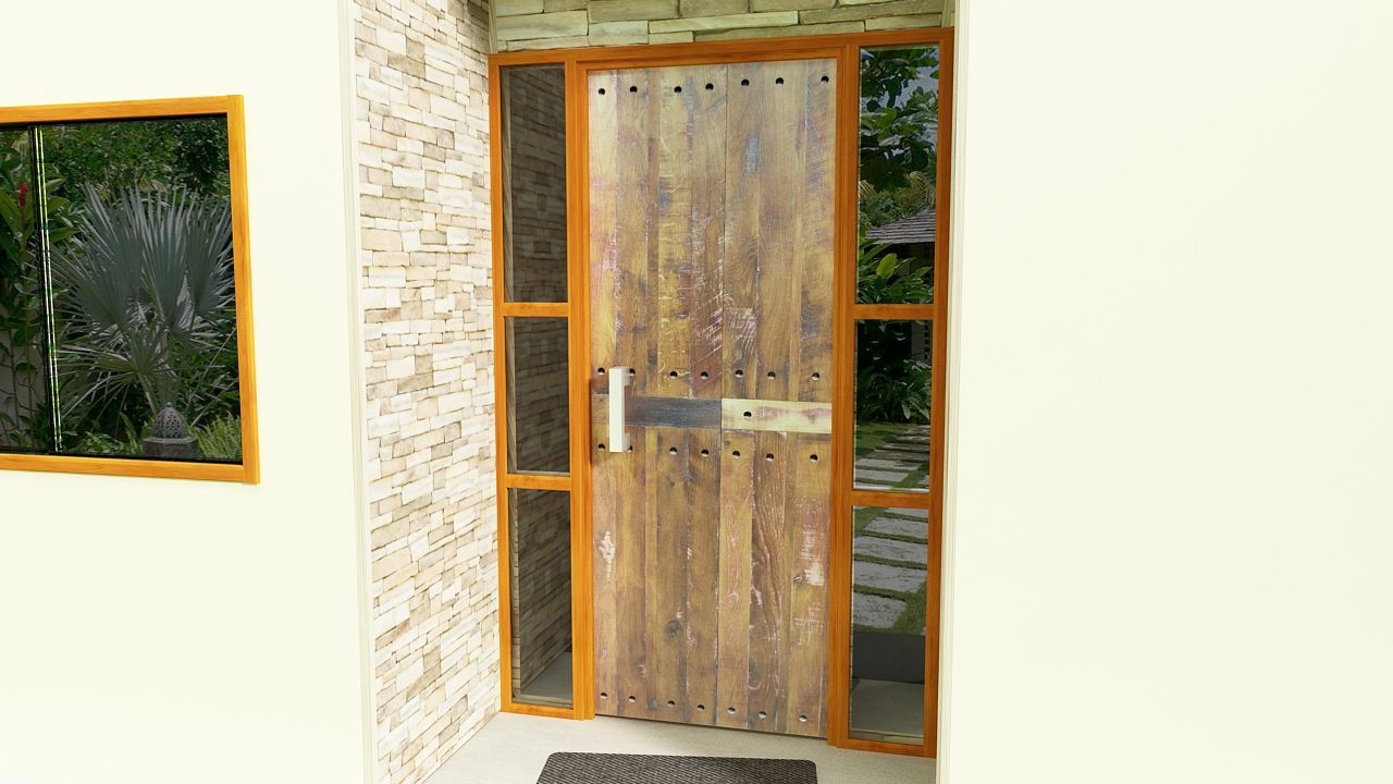 Puerta de acceso Ignisterra S.A. Puertas y ventanas de estilo rústico Madera Acabado en madera