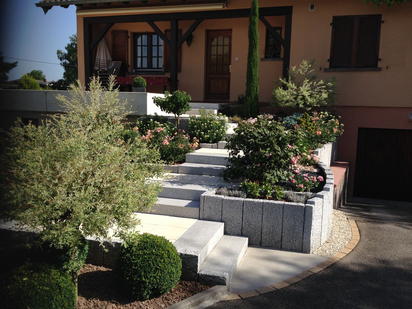 Escalier paysager Schwein Aménagement Jardin moderne Granite