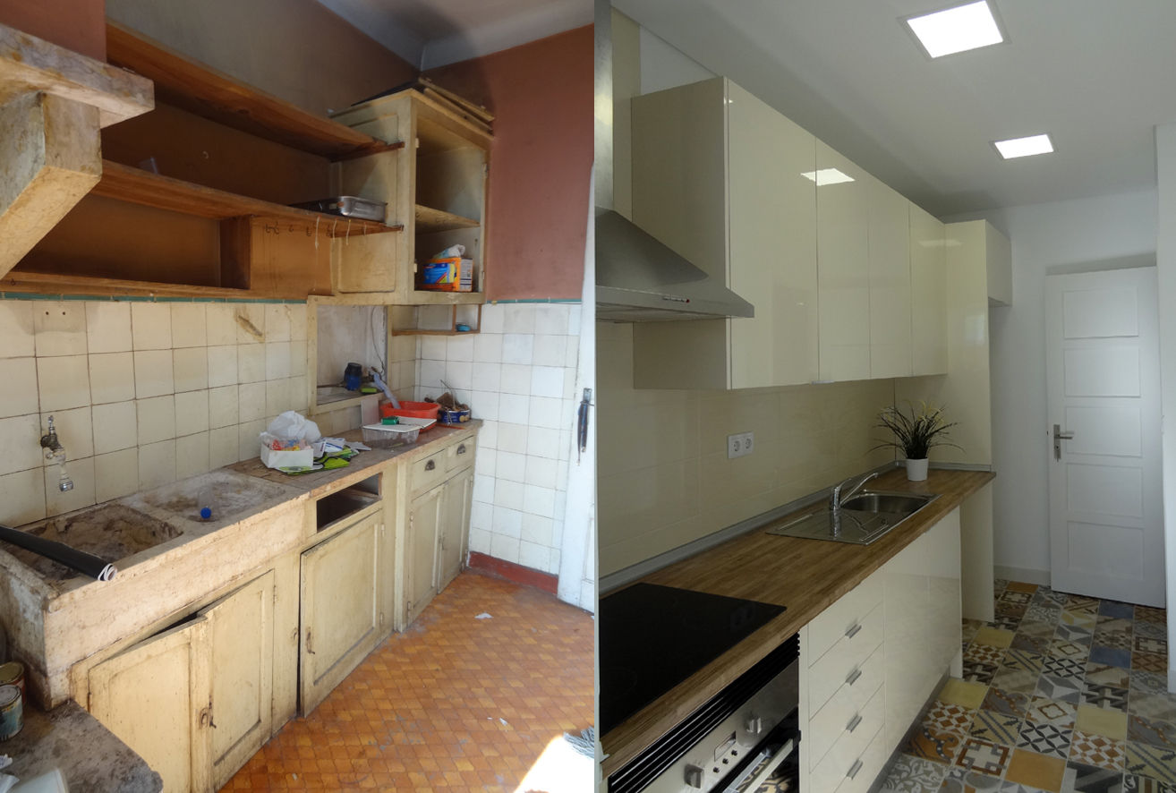 Antes&Depois Happy Ideas At Home - Arquitetura e Remodelação de Interiores Cozinhas modernas