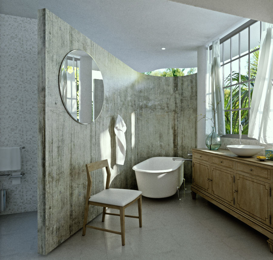 Baño M Labrador Arquitectos Baños de estilo moderno Concreto