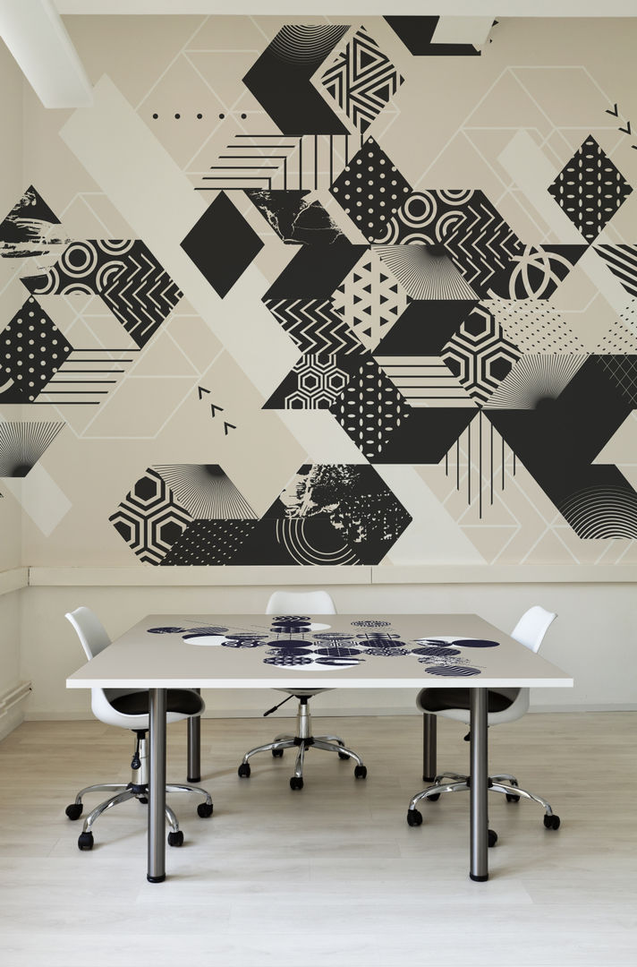 New Black Pixers Oficinas de estilo moderno wall mural,wallpaper,wall decal