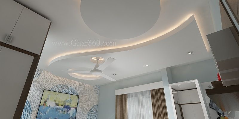 False Ceiling Design, Ghar360 Ghar360 Спальня Освітлення