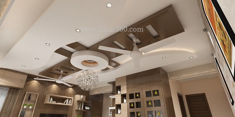 False Ceiling Design, Ghar360 Ghar360 モダンデザインの リビング アクセサリー＆デコレーション