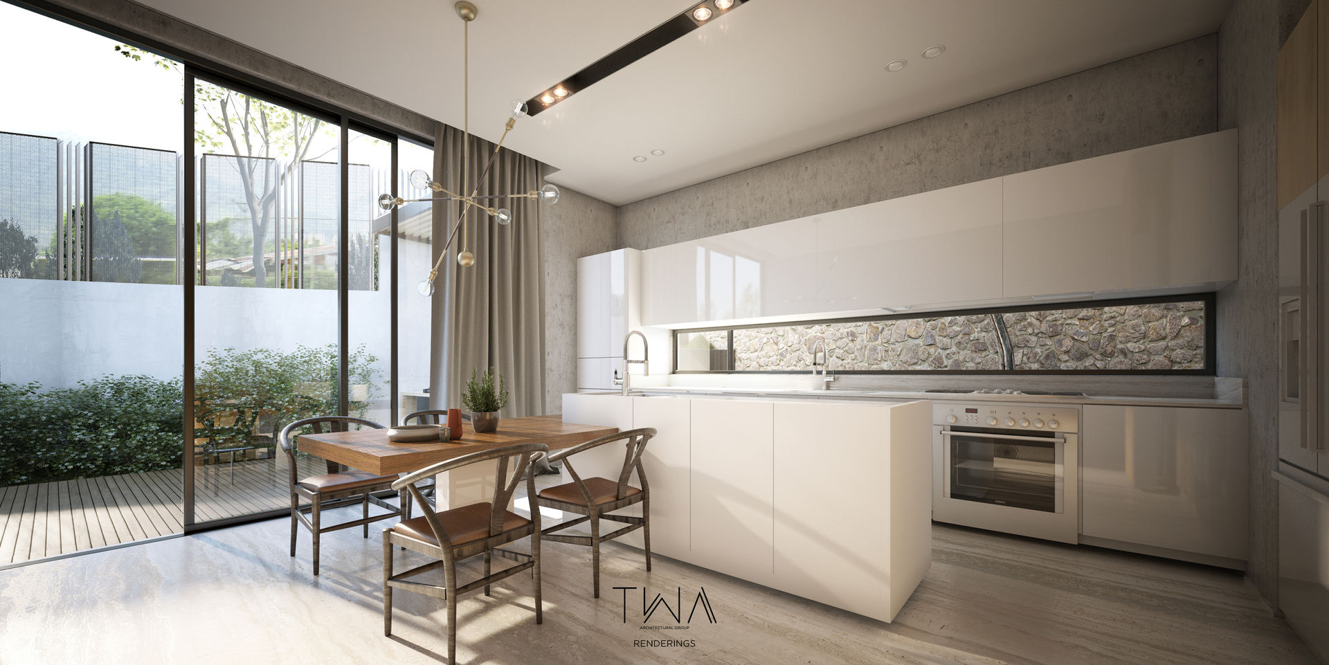 Cocina TW/A Architectural Group Cocinas modernas casa del rio río mexico méxico cdmx ciudad de mexico residencia residential housing modern house concrete landscape twa