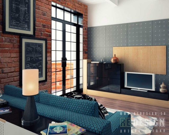 Однокомнатная квартира в стиле Loft , Студия дизайна интерьера "REDESIGN" Студия дизайна интерьера 'REDESIGN' Industrial style living room