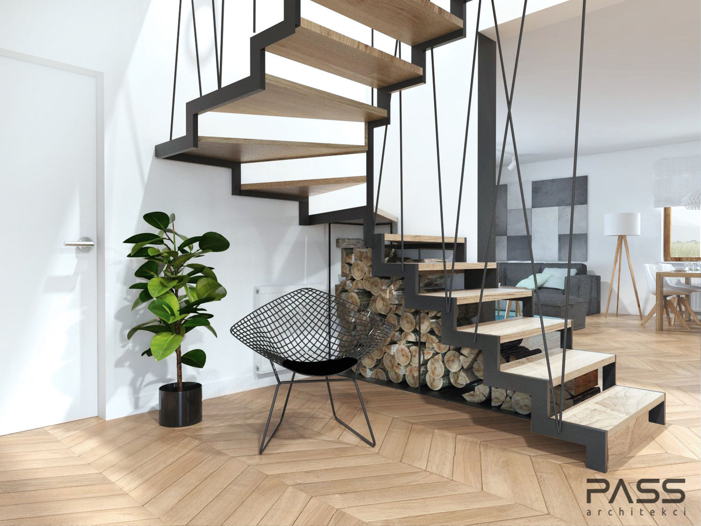 Projekt wnętrza w Lubartowie, PASS architekci PASS architekci Scandinavian style corridor, hallway& stairs