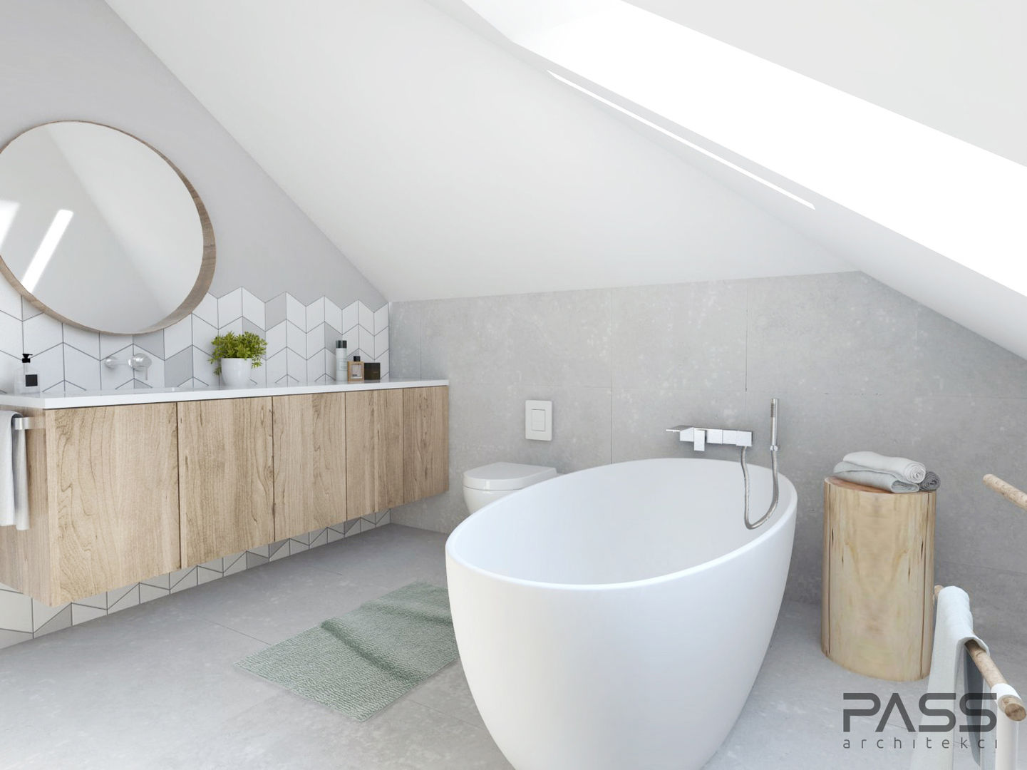 Projekt wnętrza w Lubartowie, PASS architekci PASS architekci Scandinavian style bathroom