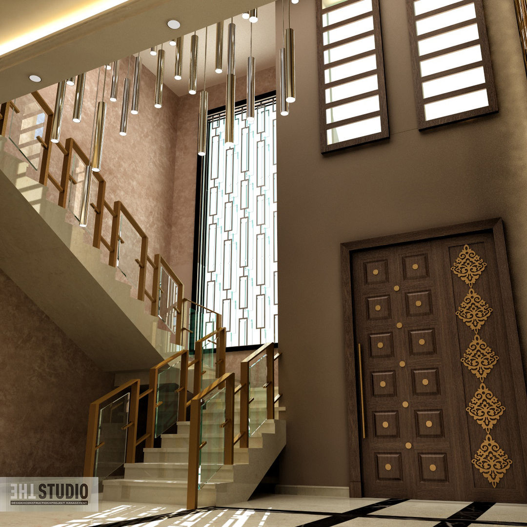 Lake View-Cairo homify Modern corridor, hallway & stairs