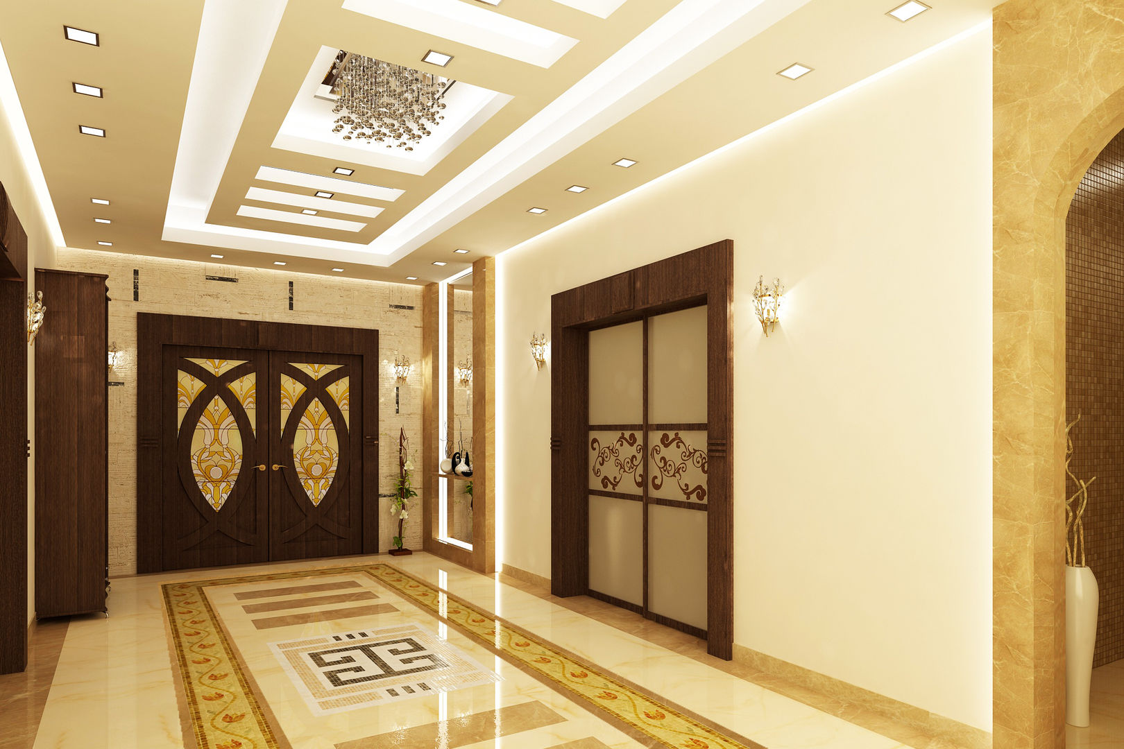 تصاميم داخلية فيلا سكنية (1), rashaatalla rashaatalla Modern Corridor, Hallway and Staircase Accessories & decoration