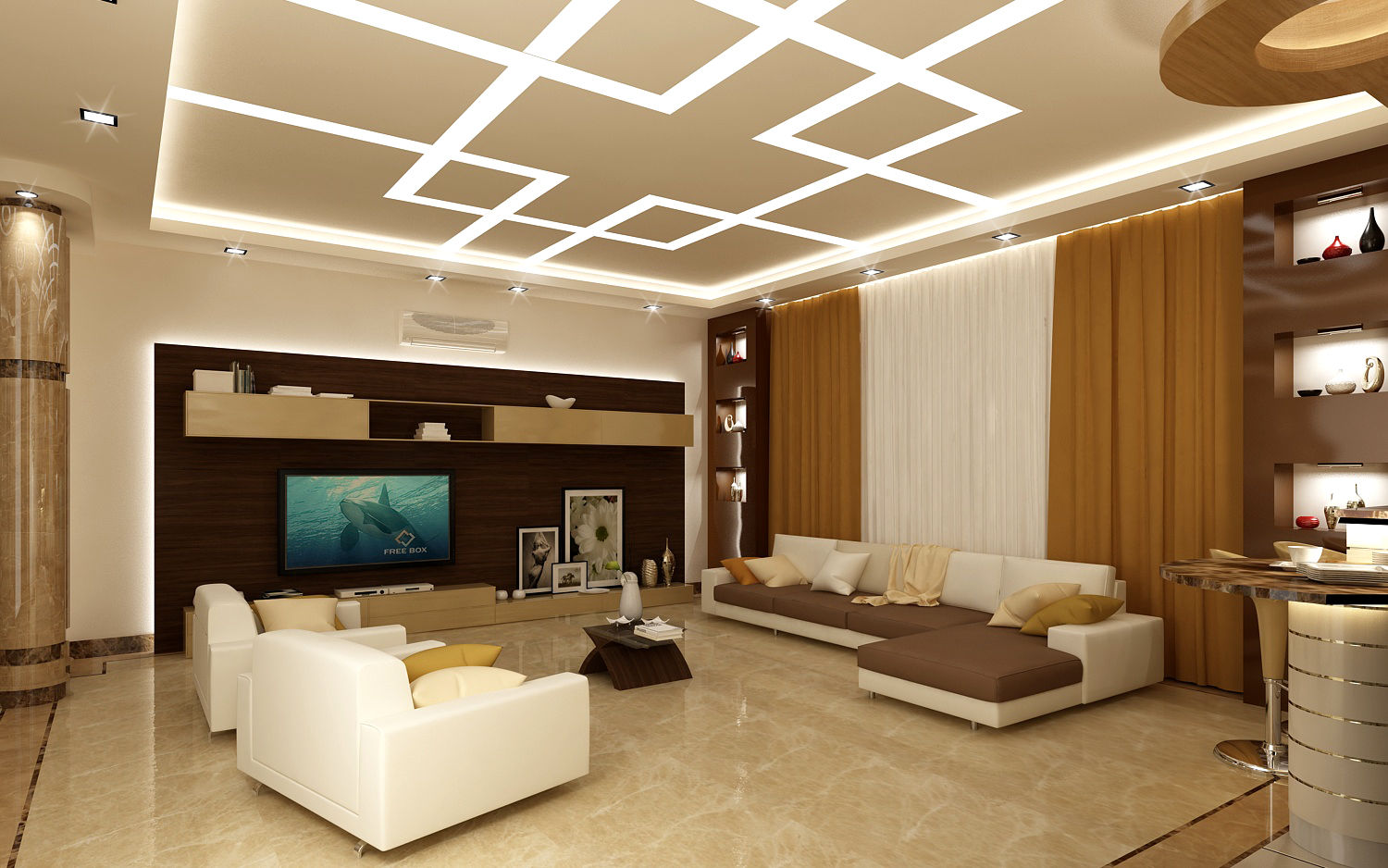 تصاميم داخلية فيلا سكنية (1), rashaatalla rashaatalla Modern living room Shelves