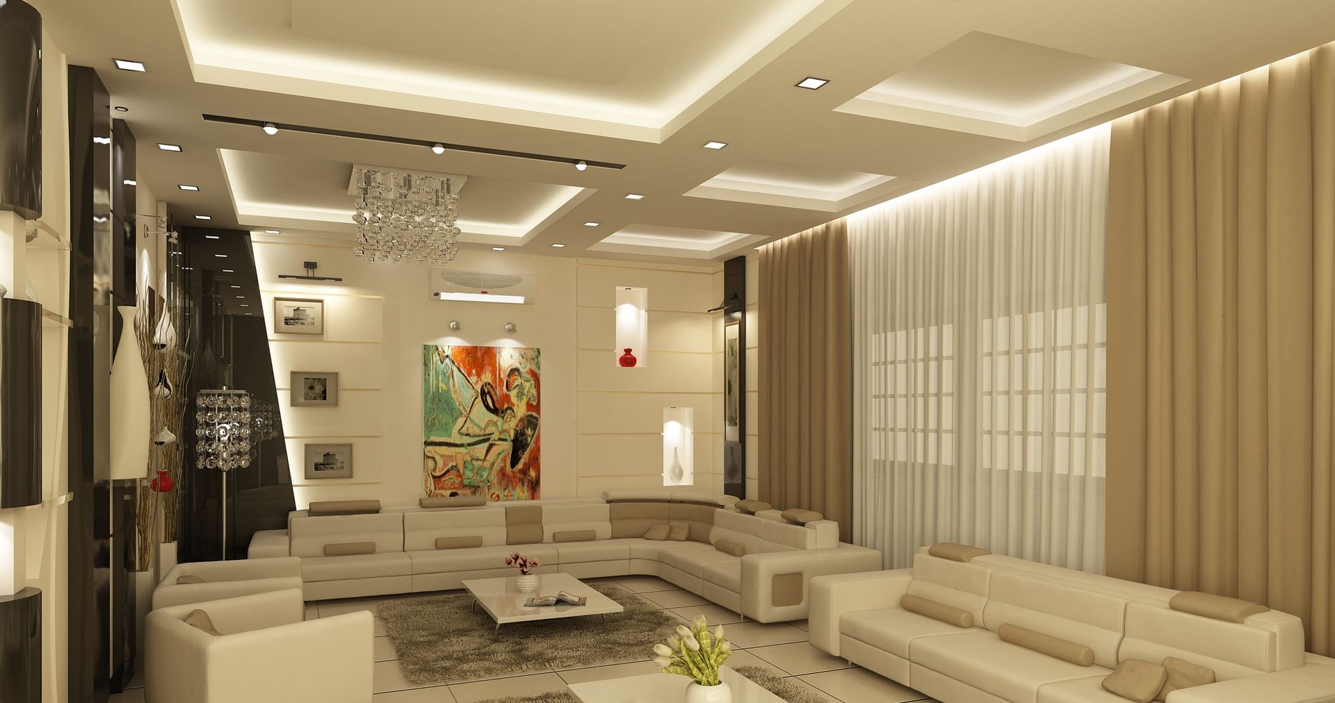 تصاميم داخلية فيلا سكنية (1), rashaatalla rashaatalla Modern living room Sofas & armchairs