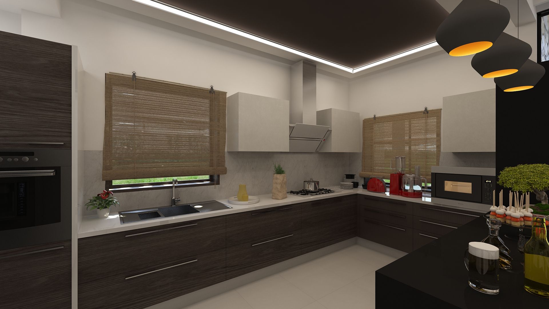 Kitchen and Breakfast Counter Ghar360