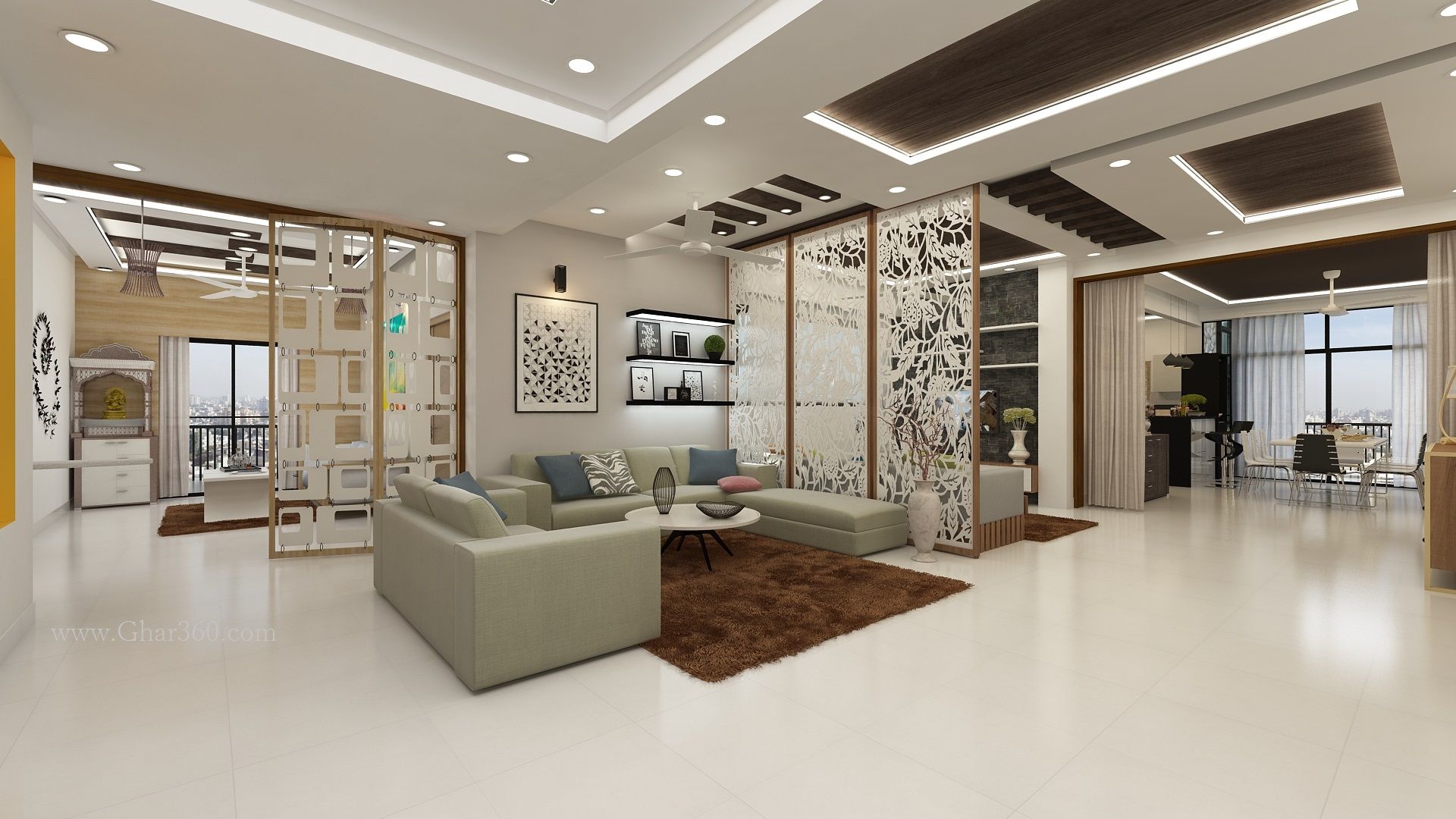 Drawing Room- Partition Ghar360 living room,wall partition