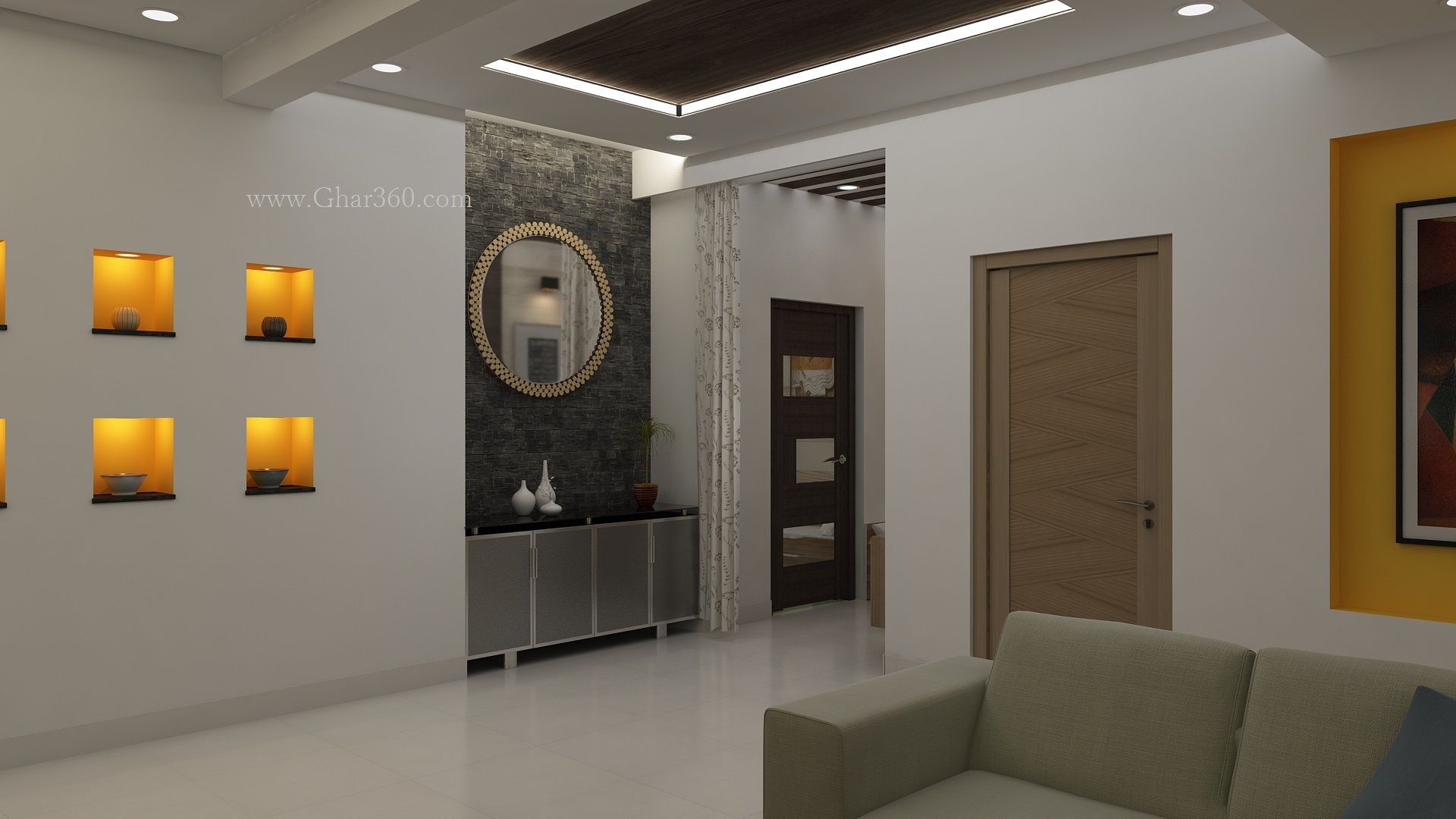 4 Bedroom Apartment Interior Design Bangalore, Ghar360 Ghar360