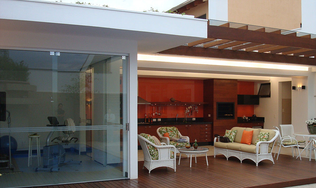 Area Lazer Residência GG, Uberlândia - Projeto THEROOM ARQUITETURA, THEROOM ARQUITETURA E DESIGN THEROOM ARQUITETURA E DESIGN Modern houses